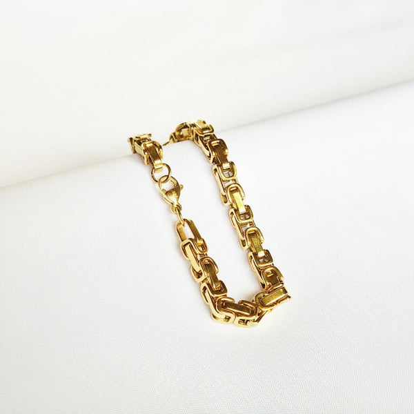 Pulso Rústico (Barbado) joyeria en oro, oro laminado Leyfina -- accesorio elegante coleccion Leyfina