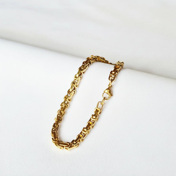 Manilla Rústica Minimal joyeria en oro, oro laminado Leyfina -- accesorio elegante coleccion Leyfina