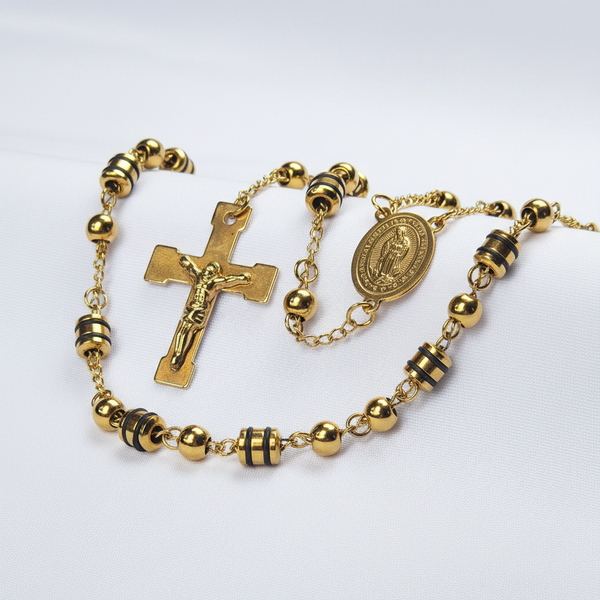 Camándula Lux, joyería religiosa en oro laminado 18K - LeyFina Colombia