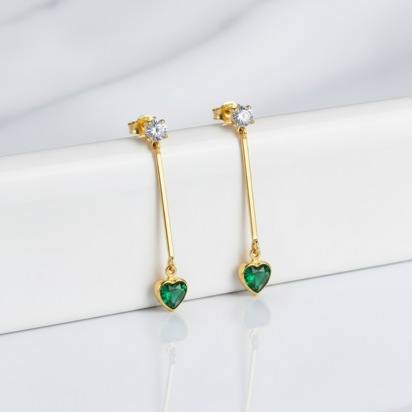 Aretes Corazon de Esmeralda