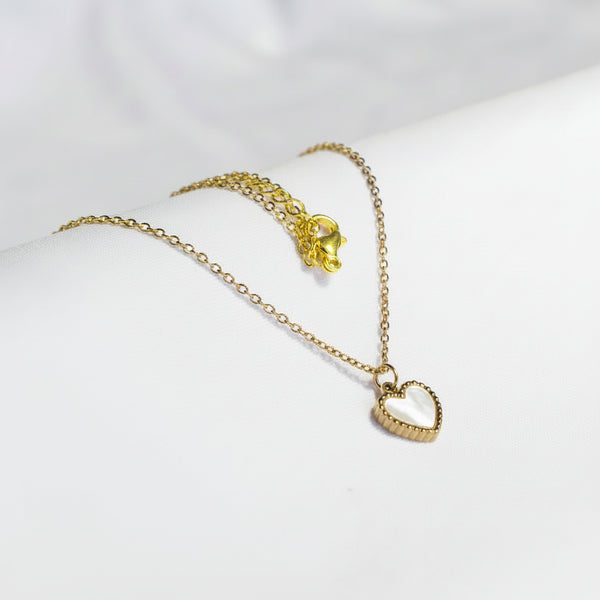 Cadena White Heart, cadena dorada en oro laminado 18K para hombre y mujer - LeyFina