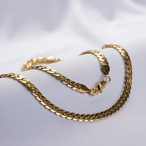 Cadena Grabada Dama, cadena dorada en oro laminado 18K para hombre y mujer - LeyFina
