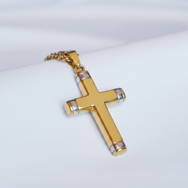 Dije Cruz Plata, dije dorado en oro laminado 18K para tu cadena - LeyFina