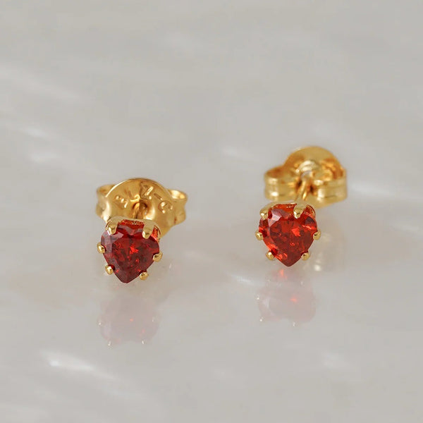 Aretes Diamante Corazón Rojo, regalo de San Valentín - LeyFina