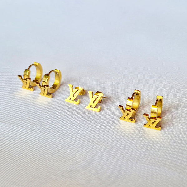 Joyeria aretes oro laminado resistente antialergica -- Leyfina