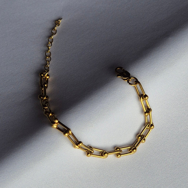 Pulsera ancla joyeria en oro, oro laminado Leyfina -- accesorio elegante coleccion Leyfina