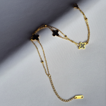 Tobillera Trébol Doble detalle de cerca -- joyeria Leyfina