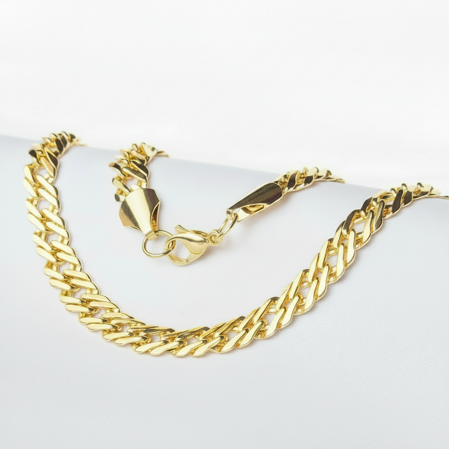 Cadena Entrelazada, cadena dorada en oro laminado 18K para hombre y mujer - LeyFina