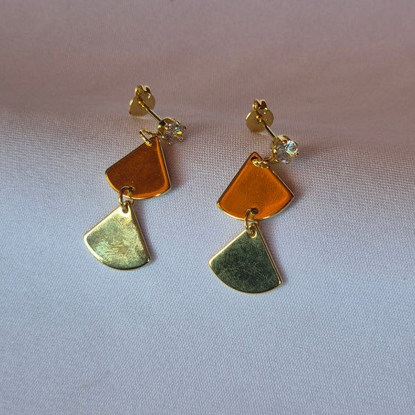 Aretes abanico dorado