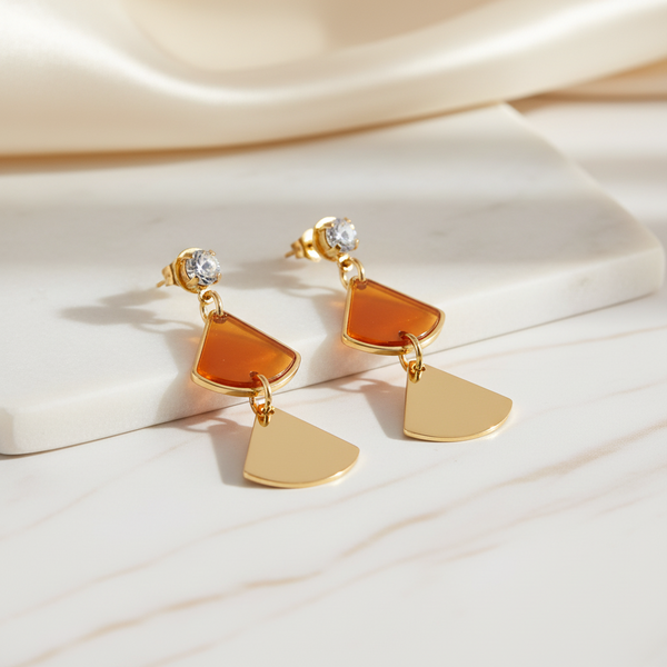 Aretes abanico dorado