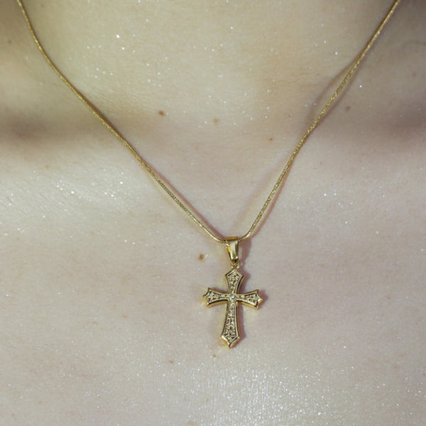 Dije Cruz joyeria en oro, oro laminado Leyfina -- accesorio elegante coleccion Leyfina