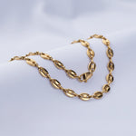 Set Gucci Grano de Café Dama cadena y pulsera oro laminado -- combo regalo en oro Leyfina