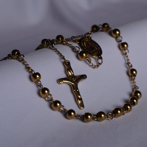 Camándula joyeria en oro, oro laminado Leyfina -- accesorio elegante coleccion Leyfina