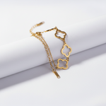 Pulsera Trébol Élite, pulsera dorada para mujer en oro laminado 18K - LeyFina