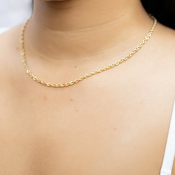 Cadena Óvalo joyeria en oro, oro laminado Leyfina -- accesorio elegante coleccion Leyfina