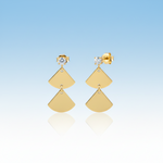Aretes Abanico Dorado en estuche -- joyeria fina Leyfina