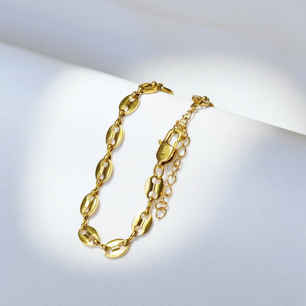 Pulsera Gucci "Grano de Café", pulsera dorada para mujer en oro laminado 18K - LeyFina