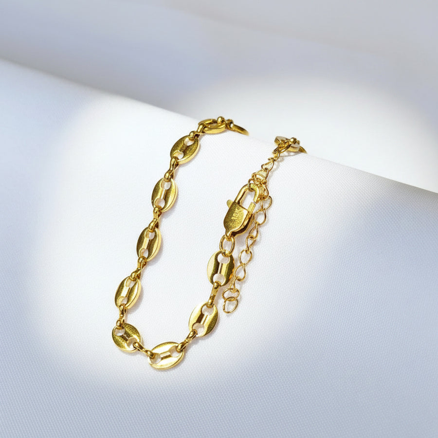 Pulso Grano de Café joyeria en oro, oro laminado Leyfina -- accesorio elegante coleccion Leyfina