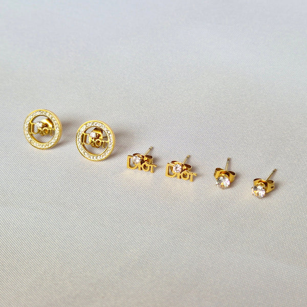 Accesorio dorados estilo Dior aretes para regalo especial -- joyeria Leyfina