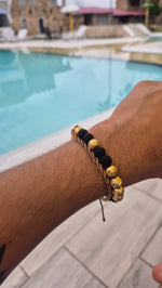 Manilla Italiana Diamantada 9 Balines joyeria en oro, oro laminado Leyfina -- accesorio elegante coleccion Leyfina